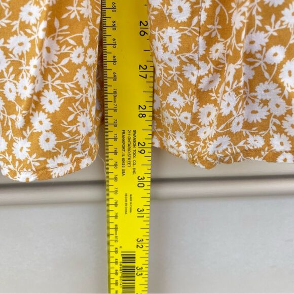 Ivy May Yellow Ruffled Top with White Floral Print Small - Picture 6 of 6